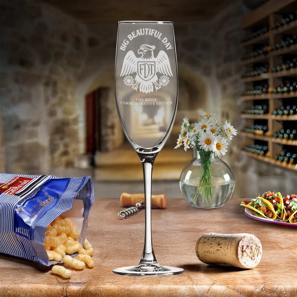 BIG BEAUTIFUL DAY Commemorative Champagne Glass – Engraved 8oz Keepsake Gift for Friends Who Are Waiting, Celebration Giftware