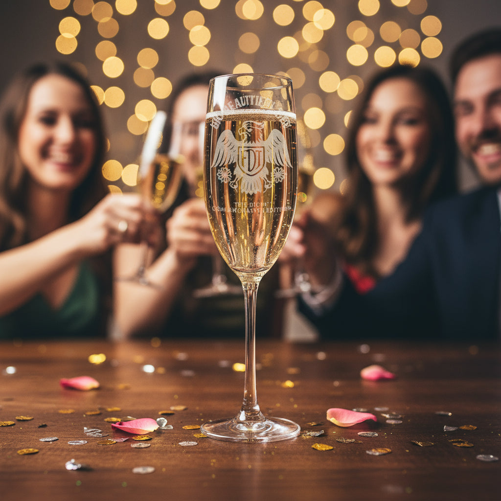 BIG BEAUTIFUL DAY Commemorative Champagne Glass – Engraved 8oz Keepsake Gift for Friends Who Are Waiting, Celebration Giftware